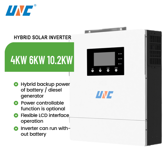 UNC Factory-made Solar Hybrid Inverter 6KW Grid-connected MPPT Capability Single 97.5% Efficiency 2-Year Warranty CE Certified