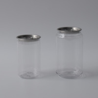 Conteneur de boisson personnalisé en PET transparent avec couvercle en aluminium à languette de traction, multi-spécifications