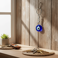 Porte-clés rond en verre Evil Eyes 9X3 CM Design unique Evil Eye pour le style et la protection