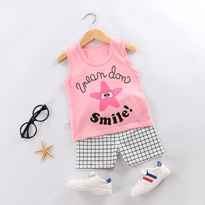 2023 Patrick Star bébé sans manches deux pièces été ensemble décontracté coton <span class=keywords><strong>gilet</strong></span> et débardeur pour garçons et filles - Product Image 6