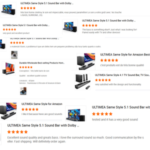 Potente Sistema de Barra de Sonido 5.1 de 410 W, Incluye <span class=keywords><strong>Altavoces</strong></span> Traseros con Cable y Subwoofer, BT 5.3, <span class=keywords><strong>HDMI</strong></span> <span class=keywords><strong>ARC</strong></span>, para TV/Películas - Product Image 2