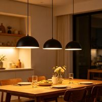 Lampe suspendue industrielle simple de style Wabi Sabi en fer noir, design dôme, pour ferme et milieu rural