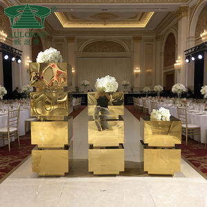 Soporte de pared de flores de decoración de boda de acero inoxidable dorado de tamaño personalizado - Product Image 1