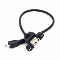 Kabel Panel Mount Micro USB ke USB A Female, Kabel Ekstensi Micro 5pin Male ke USB 2.0