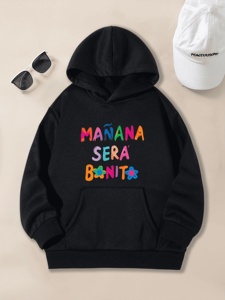Sudadera con Capucha para Niñas Adolescentes, Diseño de Letras de Dibujos Animados, Suave y Cómoda, Manga Larga, Estilo Casual, a la Moda - Product Image 3