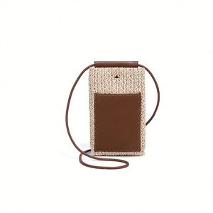 Mini bolso de hombro cuadrado Vertical para teléfono, bolso cruzado de moda empalmado tejido, Bolso pequeño de verano para mujer, bolso de mano para mujer al por mayor - Product Image 6