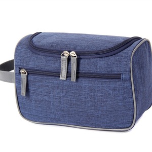 Trousse de toilette, trousse à maquillage, bleue, rectangulaire, portable, sac de rangement cosmétique de voyage - Product Image 1