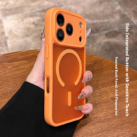 Coque Magnétique Tendance Couleurs Chaudes pour iPhone 18 17 16 Pro Max, Plaque Arrière Mate Translucide Givrée, Housse de Protection Antichoc