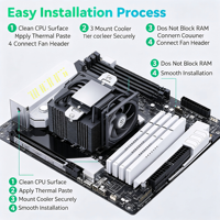 Refroidisseur d'air pour processeur de bureau, ventilateur de tour pour PC, dissipateur thermique pour processeur, compatible avec LGA 1700 1200 1366 115x AM5 AM4