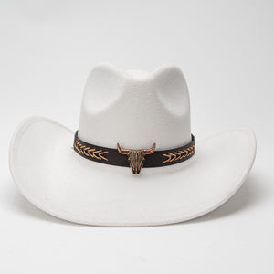 Sombrero de Vaquero Occidental de Fieltro con Hebilla de Toro Ligera, Unisex, Estilo Vacacional Costero, Estilo Casual para Esquiar, Ala Ancha, Protección Solar, Fedora - Product Image 2