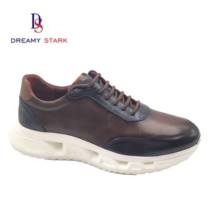 Fashion High-quality Cow Genuine <b>Leather</b> Two Tone Color Custom Logo Handmade Comfort Men's <b>Sneakers</b> Breathable Autumn Luxury - Product Image 1