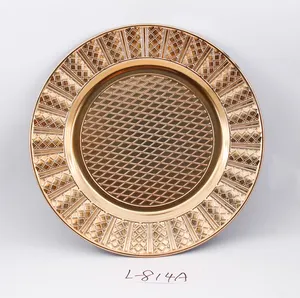 High Quality Hotel Restaurant Dinner Under Plate Irregular Shape Gold Rim Glass Chargers Plates For Wedding