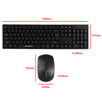 Ensemble clavier et souris sans fil 2,4 G, 104 touches pleine taille avec connexion stable longue portée de 10 m, Plug-and-Play pour le bureau et la maison