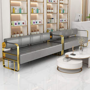Cadeira de Espera para Recepção de Salão de Cabeleireiro e Barbearia Moderna com Estrutura de Ferro Sofá Longo de Luxo Móveis Comerciais para Sala de Estar de Hotel - Product Image 3