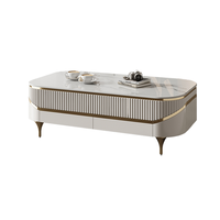 YSS luxe marbre dessus or acier inoxydable jambe TV support et table basse ensemble pour meubles de salon