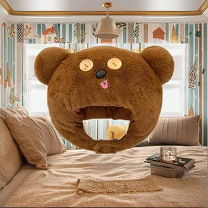 Cartoon <b>Cute</b> Little Brown <b>Bear</b> Plush Feng Hat Digital Common Unisex Autumn Winter Thickened Warm Cover Small Hat for Travel - Product Image 2