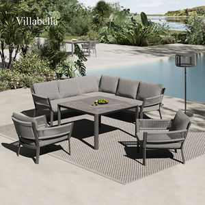 Set Divano <span class=keywords><strong>da</strong></span> <span class=keywords><strong>Giardino</strong></span> Moderno in Alluminio e Corda, Arredo per Esterni di Lusso, Idrorepellente, <span class=keywords><strong>Salotto</strong></span> Angolare Sezionale per Resort e Patio - Product Image 1