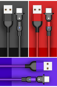 Cavo dati <span class=keywords><strong>usb</strong></span> in nylon intrecciato rotante a 180 gradi da 1m per <span class=keywords><strong>iphone</strong></span> tipo c cavo dati <span class=keywords><strong>usb</strong></span> <span class=keywords><strong>micro</strong></span> rotante di tipo c - Product Image 6