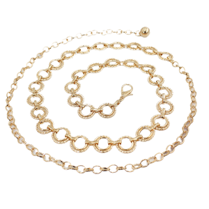 กระโปรงอเนกประสงค์พร้อมห่วงโซ่เอวโ<span class=keywords><strong>ล</strong></span>หะวงกลมสำหรับผู้หญิงเข็มขัดตกแต่งชุดเดรสสายรัดเอวปรับได้ - Product Image 1