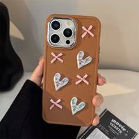 Ventes Flash Coque de Téléphone 3D Rose Nœud d'Amour en TPU Souple Antichoc pour iPhone 17 16 15 14 13 12 11 Pro Max Plus