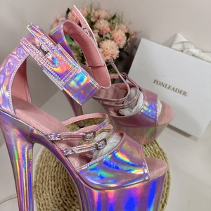 Shiny Roman Peep Toe Shoes Sandals Platform 20CM Super High Heels <b>Pole</b> <b>Dance</b> for Women - Product Image 4