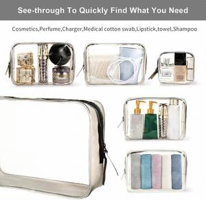 Sacs de voyage multifonctionnels transparents à fermeture éclair multi-tailles pour emballer les cosmétiques, à prix abordable - Product Image 4