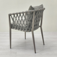 Sillón Moderno Nórdico de Aluminio con Cuerda Trenzada y Cojín para Jardín, Patio, Comedor, Restaurante, Bistro, Cafetería