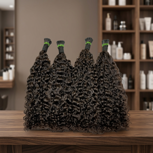 Remy Human Hair Natural Black Kinky <b>Curly</b> Cuticle Aligned Pre Bonded <b>Curly</b> Remy Hair - Product Image 4