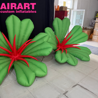 Fleurs gonflables vertes, tulipes gonflables, fleurs de mariage gonflables décorées de pétales jaunes