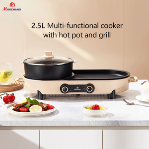 Fête de la nourriture Hotpot Pan BBQ-grill Hot Pot 2-en-1 <span class=keywords><strong>Fondue</strong></span> Chinoise Binnengrill Elektrische Rookloze Barbecue Shabu Shabu Hotpot - Product Image 2