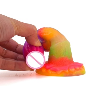 Top Selling YOCY-2117S AW13 Glow Dark <b>Dildo</b> Soft Colorful Realistic Penis for Man and Women Silicone <b>Dildo</b> Artificial Penis - Product Image 4
