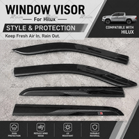 Visera para Ventana con Diseño de Fibra de Carbono y Logotipo GR para Hilux 2016+ Revo Rocco, Deflector Lateral para Ventana de Auto, Protector Contra la Lluvia