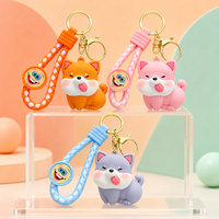 Groothandel Schattige Zachte PVC Honden Charm Sleutelhanger Bulk Tas Aanhangsel Party Favoren Aangepaste Logo Cadeau voor Kinderen Speelgoed Sleutelhanger