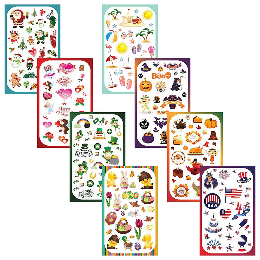 Custom Creative Colorful Festival Decal Children Carton Adhesive Sticker