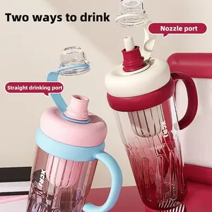 Large Capacity Disposable Water Bottle with Handle and <b>Straw</b> Portable Outdoor Sports Fitness Cup for Party Use - Product Image 3