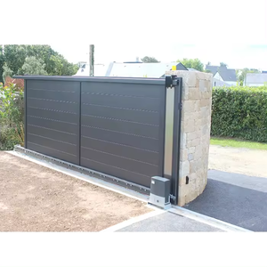 <span class=keywords><strong>Portail</strong></span> de garage automatique en aluminium à lattes verticales noir mat robuste avec télécommande pour usage résidentiel - Product Image 4