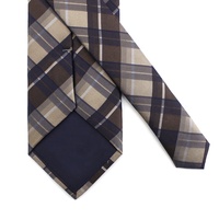Cravate personnalisée personnalisée en gros pour décoration sur mesure 100% soie tissée géométrique pour hommes marron jaune rayé à carreaux Cravate