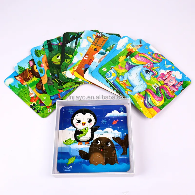 맞춤형 도매 어린이 퍼즐 장난감 동물 12 in 1 종이 퍼즐 도매 아기 지능 학습 몬테소리 게임