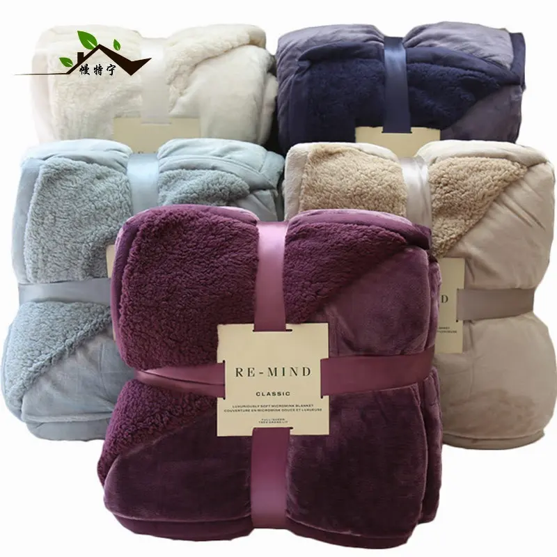 Hot Selling Double Layers Flannel Sherpa Fleece Blanket For Winter