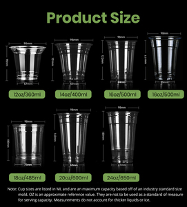 Thấp moq biểu tượng tùy chỉnh in Pet cốc nhựa 12/14/16/18/20/24oz dùng một lần Cà phê đá lạnh ly có nắp đậy - Product Image 6