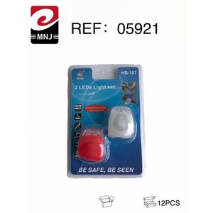 Set di luci per bicicletta MNJ 2 LED HB107 Luci anteriori e posteriori Sicurezza ciclistica Sii visibile 12 pezzi - Product Image 1
