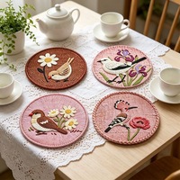 Sous-verres ronds en caoutchouc antidérapants, écologiques, résistants à la chaleur, décoratifs pour la maison et la cuisine (vente en gros)