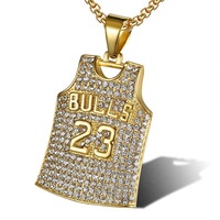 Kalung Pria Anti Karat Anti Luntur Lapis Emas 18k PVD Baja Tahan Karat 316L No.23 Jersey Perhiasan Fashion Berkualitas