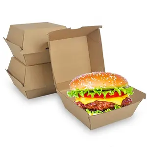 AU kotak Burger kemasan makanan kustom kotak Burger untuk satu Burger dengan Logo Anda sendiri