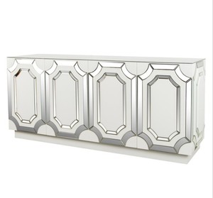 Antique Furniture Living Room 4 Doors Large White Cabinet Dining Room <strong>Mirrored</strong> <strong>Sideboard</strong> for Home Hotel - Product Image 3