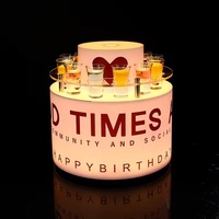 Présentoirs à gâteaux ronds personnalisés en acrylique, plateaux pour verres à shot, présentoirs VIP lumineux pour gâteaux d'anniversaire et service de bouteilles