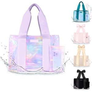 Borsa Tote Pieghevole in TPU Rinforzato Impermeabile, Lavabile, Arcobaleno, per Piscina, Viaggi e Vacanze - Product Image 1