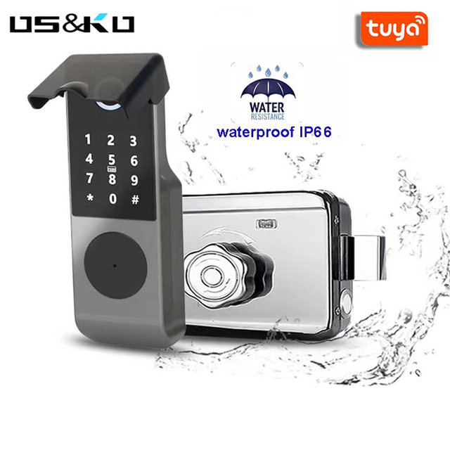 Stainless Steel Double Electronic Security Lock Wood Door Rim Remote Smart WiFi Motorized Gate Lock with 2-Year Warranty