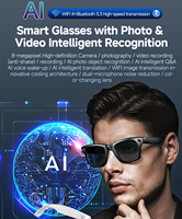 Caméra anti-tremblement, vidéos HD 1080P, enregistrement de vlogs, assistant vocal IA avec traduction IA, oreilles ouvertes, transmission Wi-Fi, lunettes de soleil musicales