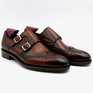 Chaussures Oxford <span class=keywords><strong>Goodyear</strong></span> Welt pour Hommes, avec Boucle de Ceinture, Noires, pour Bureau et Affaires, Chaussures de Créateur Personnalisées pour Hommes - Product Image 3